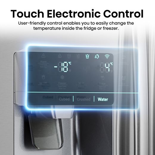 Hisense American Fridge Freezer - Stainless Steel - Annotation - Electronic Touch Control